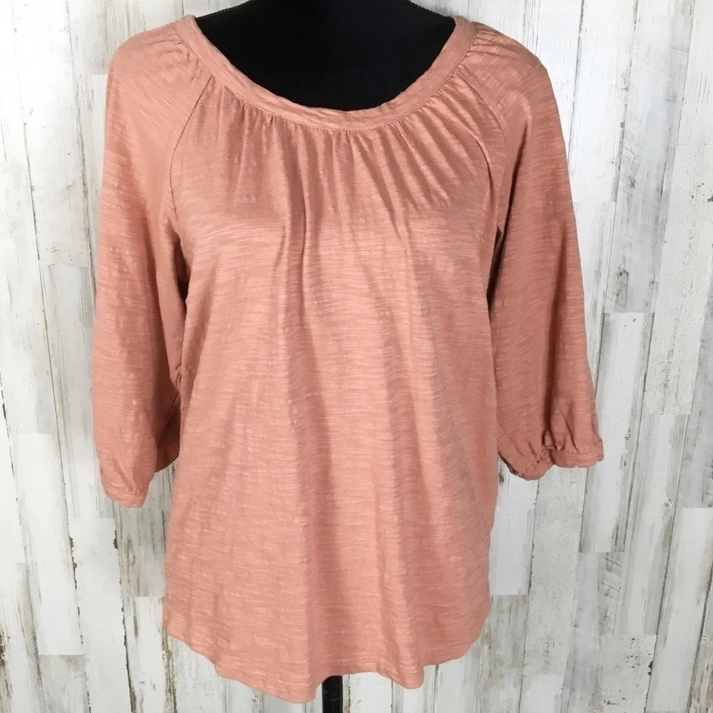 Ann Taylor Loft Textured Cotton Half Sleeve Blouse